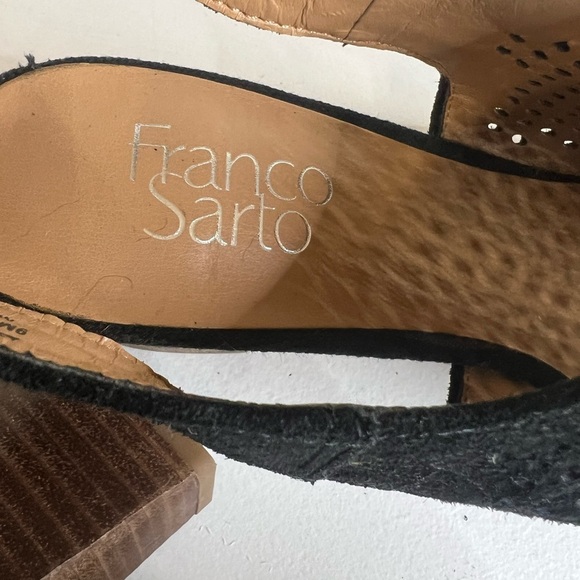 FRANCO SARTO Black Leather Perforated Slingback Block Heel size 9 NWT - Picture 6 of 6
